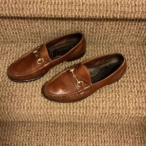 Allen Edmonds Brown Leather Loafers with Gold Detailing